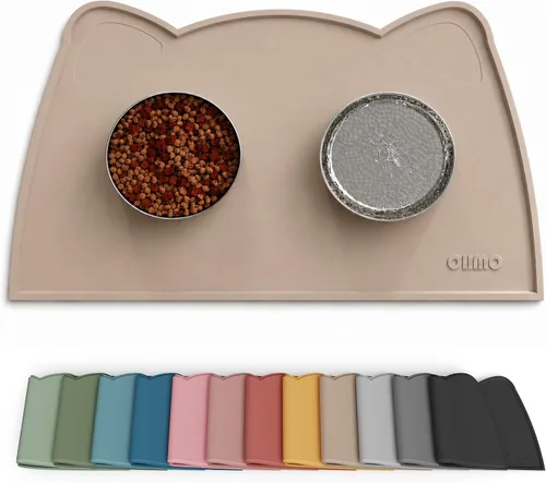 Vista 27 de OHMO - Tapete de silicona para comida para gatos, tapete de alimentación de mascotas para el piso, antideslizante e impermeable, bandeja para agua