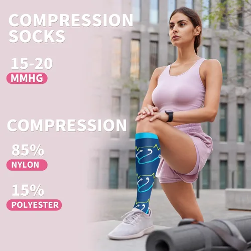 Vista 2 de Sooverki - Calcetines de compresión de cobre para circulación, para mujeres y hombres, 6 pares, para correr, atletismo, medicina, enfermería, viajes