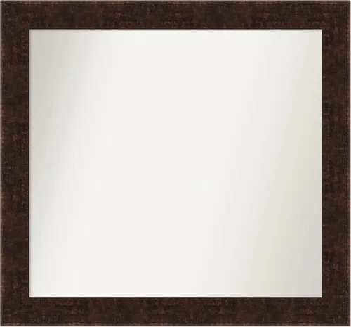Vista 157 de Amanti Art Espejo de baño de bronce para sobre fregadero, 24 x 24 pulgadas, espejo de tocador cuadrado estrecho de bronce Manhattan, marco de madera