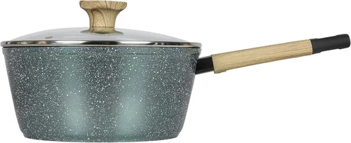 Vista 4 de Juego de utensilios de cocina antiadherentes de granito de 3 cuartos de galón (compatible con inducción) (rojo cañón)
