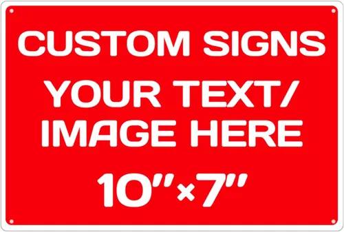 Vista 38 de Letreros metálicos personalizados de aluminio resistentes a la intemperie, texto e imagen personalizados, varios tamaños, peligro, jardín, puerta
