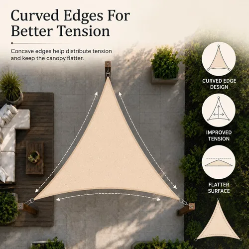 Vista 4 de ShadeMart Toldo impermeable triangular de 12 x 12 x 12 pies, color beige, toldo con 95% resistente a los rayos UV, para patio, terraza, balcón