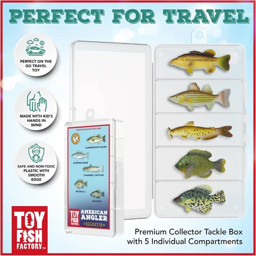 Vista 4 de Toy Fish Factory American Angler Collection - Juego de peces de juguete, figuras de peces de juguete, pez gato de lobina grande, juguete educativo