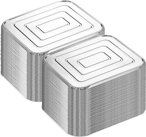 Vista 10 de MontoPack - Bandejas de aluminio con papel de aluminio tamaño medio para asar, juego de 10 unidades de 9x13 para cocinar, hornear y catering