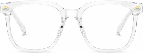 Vista 6 de PANNER Gafas cuadradas de gran tamaño con bloqueo de luz azul antideslumbrante para computadora Transparente