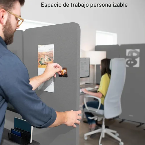 Vista 4 de VIVO Panel de privacidad independiente de 72 x 66 pulgadas, divisor de cubículo, partición acústica de pared, 3 paneles de 24 pulgadas, gris