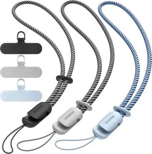 Vista 15 de SURPHY Paquete de 3 correas de muñeca para teléfono con lengüeta de sujeción para teléfono celular, correa para teléfono celular, correa para A