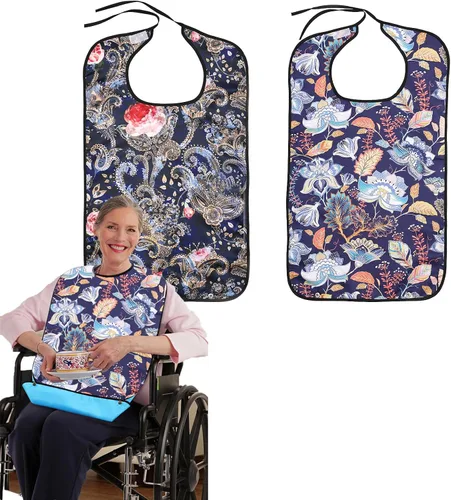 Vista 10 de 2 Baberos para Adultos para Hombres, Baberos para Hombres Mayores para Comer, Baberos Lavables y Reutilizables para Adultos