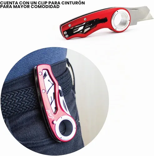 Vista 5 de Excel Blade Revo – Cúter plegable con mango, seguro y clip Cerradura de 3 posiciones, anillo de dedo antideslizante, hoja #92 de cambio rápido