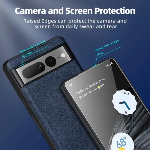 Vista 4 de X-level Funda de piel sintética para Google Pixel 7 Pro, a prueba de golpes Azul