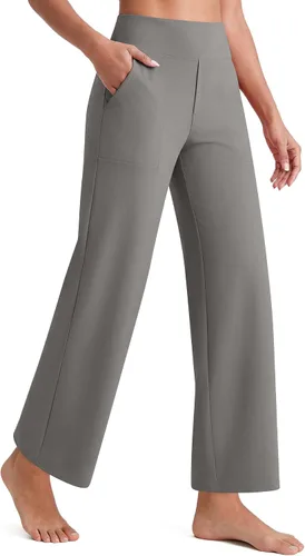 Vista 17 de G4Free EverGoing - Pantalones tobilleros de pierna ancha para mujeres Negro