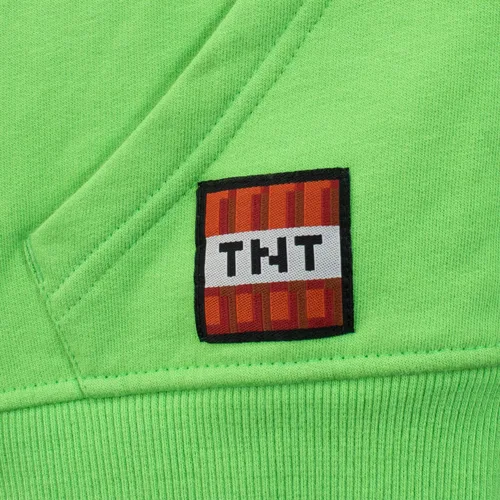 Vista 6 de Minecraft Sudadera con capucha Creeper para niño, forro polar verde con licencia oficial de star wars silent one crew.