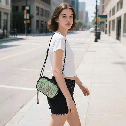 Vista 5 de Oil Painting with Retro Pink Flowers Black Crossbody Bags for Men Trendy with Adjustable Strap Nylon Small Crossbody Phone Bag Go shopping bolso