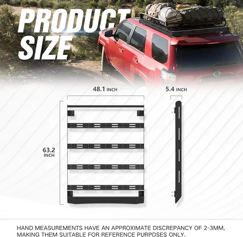 Vista 5 de Cesta de carga para portaequipajes de techo de 3/4 de longitud, compatible con Toyota 4Runner 2010-2024 de 5ª generación, soporte de almacenamiento