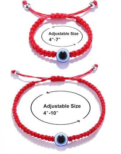Vista 4 de Pulsera contra el mal de ojo ajustable de cuerda roja de la suerte, pulsera de protección de la cábala para mamá y yo, juego de pulseras a juego