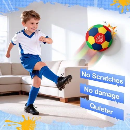 Vista 4 de HopeRock Pelota de Fútbol Blanda de Espuma para Interior Tamaño 4 para Niños para Tu Hogar, Ligera Segura y Divertida para Entrenamiento