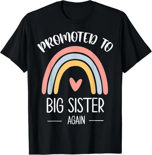 Vista 2 de Promoted To Sister Again 2023 Rainbow Born Baby Camiseta, Negro, S