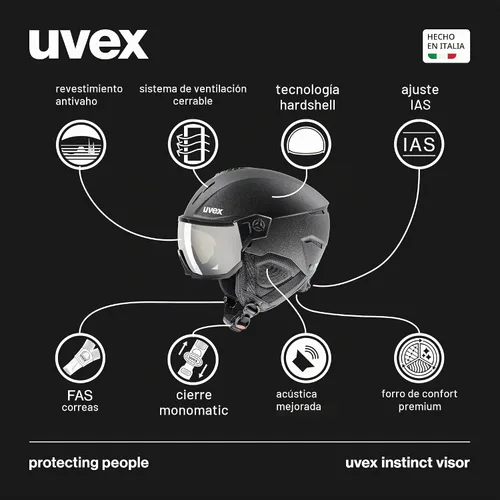 Vista 2 de uvex Instinct Visor - Adjustable ski & Snowboard Helmet with Integrated Visor for Women & Men