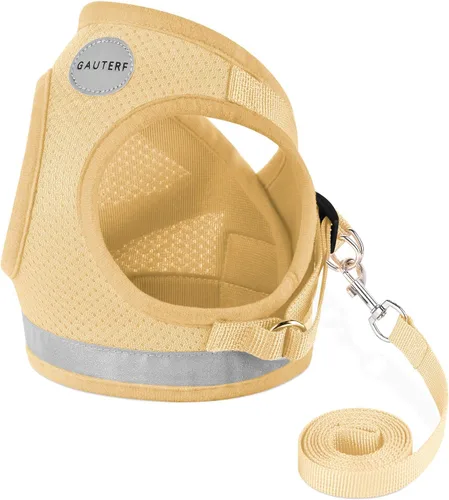 Vista 6 de Arneses para gatos y cachorros con conjunto de correas, arnés para gatos a prueba de escape, chaleco de malla suave reflectante ajustable apto