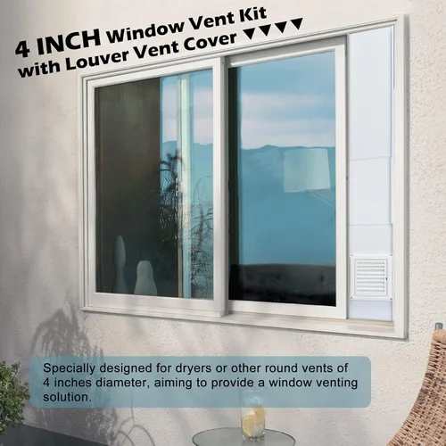 Vista 4 de Forestchill Kit de ventana de ventilación para secadora, kit de ventilación de ventana de 4 pulgadas con cubierta de ventilación de secadora, se