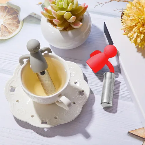 Vista 3 de Hicarer 2 infusor de té para té suelto, lindo colador de té de malla fina, filtro de té de acero inoxidable, difusor de té más empinado para tazas