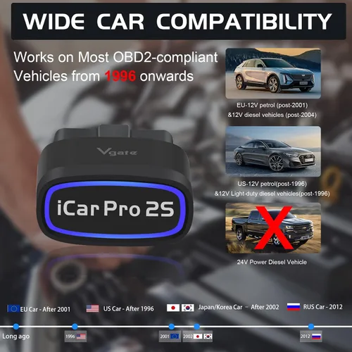 Vista 8 de iCar Pro 2S OBD2 Adaptador Bluetooth Comprobación motor lector de código de vehículo Herramientas de diagnóstico para iOS y Android y Windows Hecho