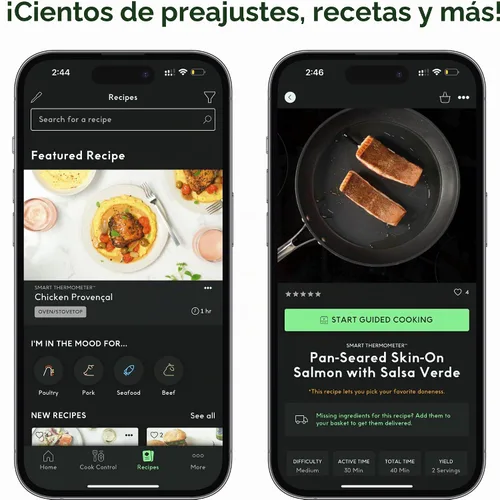 Vista 4 de CHEF iQ Sense - Termómetro inalámbrico inteligente para carne con 2 sondas ultrafinas, termómetro Bluetooth para carne de rango ilimitado