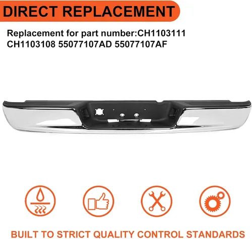 Vista 2 de ECOTRIC Conjunto de parachoques trasero compatible con Dodge Ram 1500 2500 3500 W/License 2002-2009, luz de placa de repuesto para CH1103111
