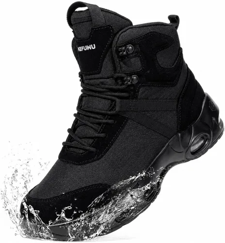 Vista 7 de Botas tácticas militares de los hombres de ancho impermeable 6 Negro