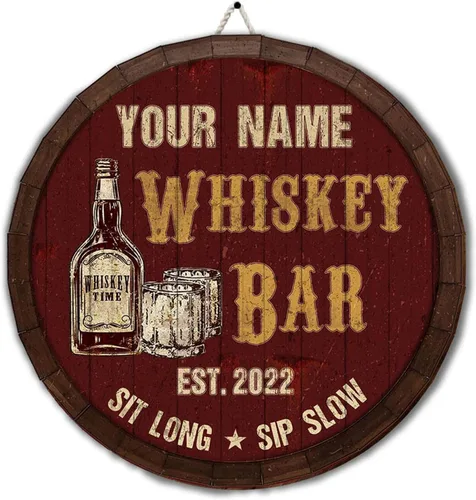 Vista 12 de Placa de pared personalizada con letrero de madera con texto en inglés "Welcome To Our Bar" (NO REAL CARVED), decoración de barra de sótano, sala