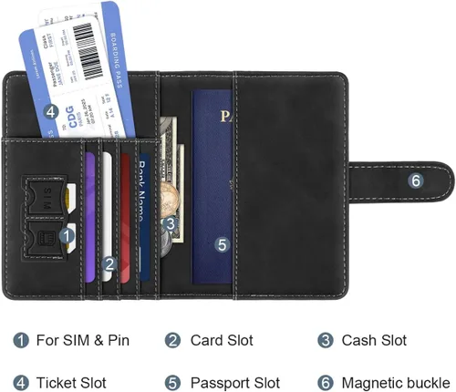 Vista 2 de Funda para Pasaporte Personalizada con Letra de la A a la Z, Billetera de Viaje con Bloqueo RFID, Funda para Pasaporte, Estuche para Pasaporte