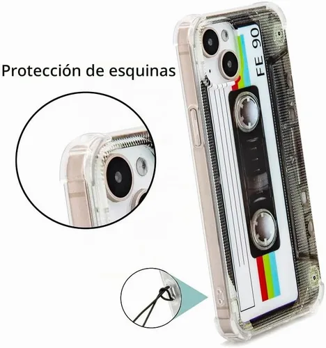Vista 3 de FAteamll Funda para iPhone 14 Plus, acabado mate, resistente, suave, con esquinas reforzadas, TPU suave, parachoques retro, funda de cinta de casete
