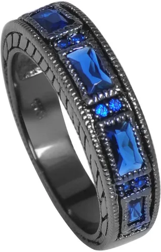 Vista 4 de JunXin par de anillos de amatista púrpura, estilo europeo, color negro, para hombre y mujer (mujer tamaño 5-10 hombre tamaño 5-12)