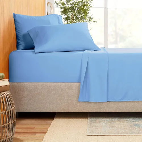 Vista 22 de Juego de ropa de cama de 800 hilos de 4 piezas, 100% algodón egipcio, sábana bajera de algodón de fibra larga, se adapta a colchones de hasta 12