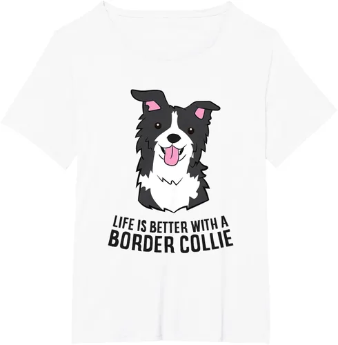 Vista 69 de Camiseta Border Collie Owner Life Is Better With a Border Collie Dog, Blanco, S