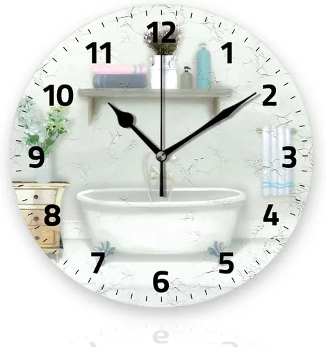 Vista 5 de Relojes de pared a pilas de 12 pulgadas, tema café, decoración silenciosa del hogar para baño, sala de estar, dormitorio Temática de café