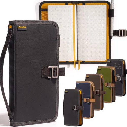 Vista 55 de LOCHBY® Carpeta Field A5 Cubierta de carpeta de 6 anillas Lona encerada resistente al agua Diseño plano Sistema A5 apto para recargar