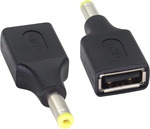 Vista 11 de Paquete de 2 adaptadores de corriente CC de 2.5 × 0.028 in a USB CC USB 2.0 A hembra a CC 2.5 × 0.028 in macho 5 V CC conector de barril de carga