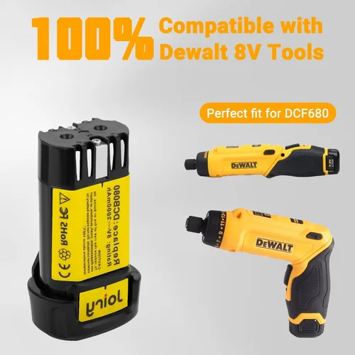 Vista 3 de Joiry Batería de repuesto de iones de litio de 8 V 2000 mAh con mayor seguridad y mayor tiempo de funcionamiento, compatible con herramientas