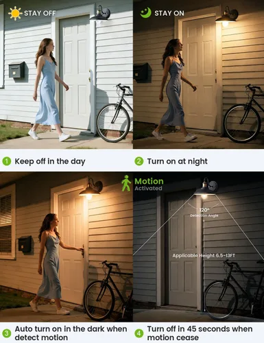 Vista 2 de Motion Sensor Light Bulbs Outdoor 2 Packs 13W(100W Equivalent) Security LED Bulb, Indoor E26, A19, 2700K Warm White Dusk to Dawn Bulb for Garage