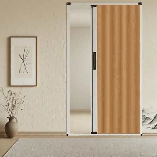 Vista 9 de Puerta plegable de acordeón interior multifuncional, divisor de habitación con marco de aluminio, diseño sin taladro para patio, dormitorio, baño