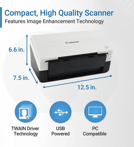 Vista 6 de Visioneer Patriot D40 - Escáner dúplex para PC y Mac, 70 PPM, alimentador automático de documentos (ADF)