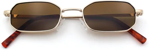 Vista 8 de SA106 Gafas de sol rectangulares hippie con borde de metal estrecho para hombre Marco negro - Lente negra
