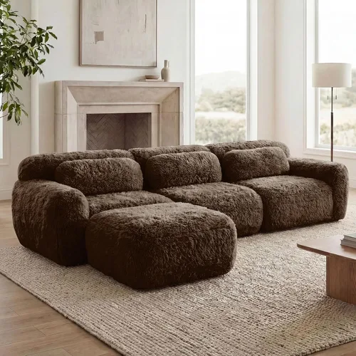 Vista 154 de Sofás seccional modular de 80" sin huesos modernos para sala de estar, juego de sofás comprimidos de 2 plazas con asiento profundo, sin necesidad