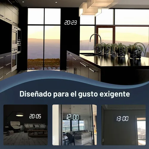 Vista 7 de CHKOSDA Reloj de pared digital LED 3D de 17 pulgadas con control remoto 164ft Visibility, Adjustable Brightness, Timer, 12/24 Hr Time, Date &