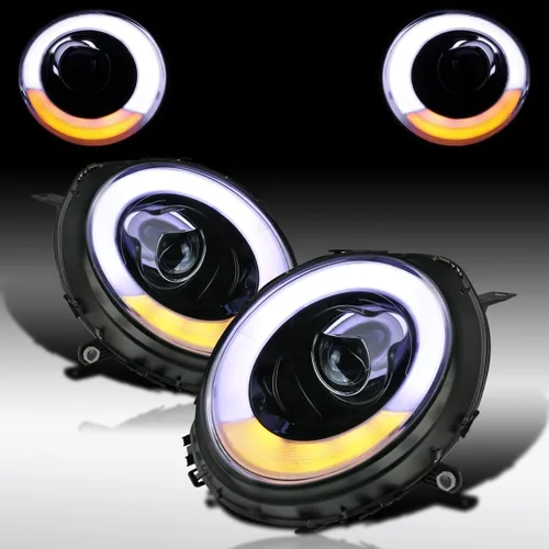 Vista 7 de Autozensation Faros delanteros para MINI Cooper 2007-2013 negro izquierdo+