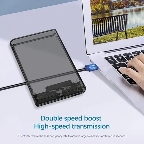 Vista 5 de Carcasa para disco duro de 2.5", Wansurs 6Gbps USB 3.1 Gen 1 a SATA III Caja de disco duro SSD sin herramientas para HDD y SSD SATA de 2.5 pulgadas