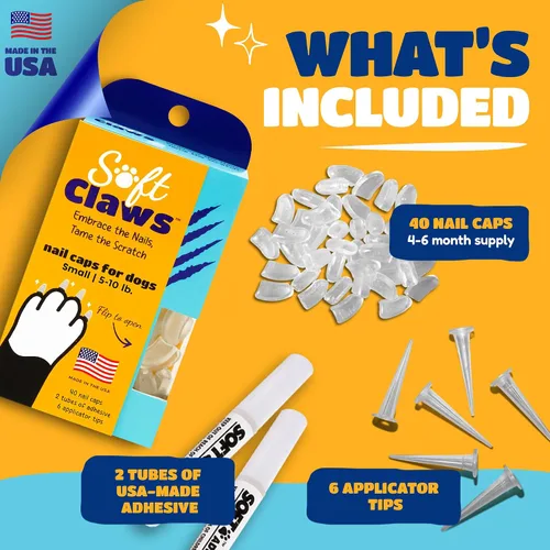 Vista 6 de Kit de fundas para uñas de perros y gatos Soft Claws, pequeñas y color plata brillante