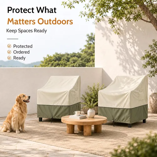 Vista 8 de COSFLY Fundas para Muebles de Patio Impermeables, Fundas para Sillas de Exterior 1 Paquete Resistente - Se Ajusta hasta 29 Pulgadas de Ancho x 30