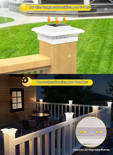 Vista 5 de T-SUN Luces de Tapa de Poste 4x4 Paquete de 6 para Cerca de Vinilo/Madera, Exterior Impermeable Blanco Cálido y Frío, Luces Solares de Poste